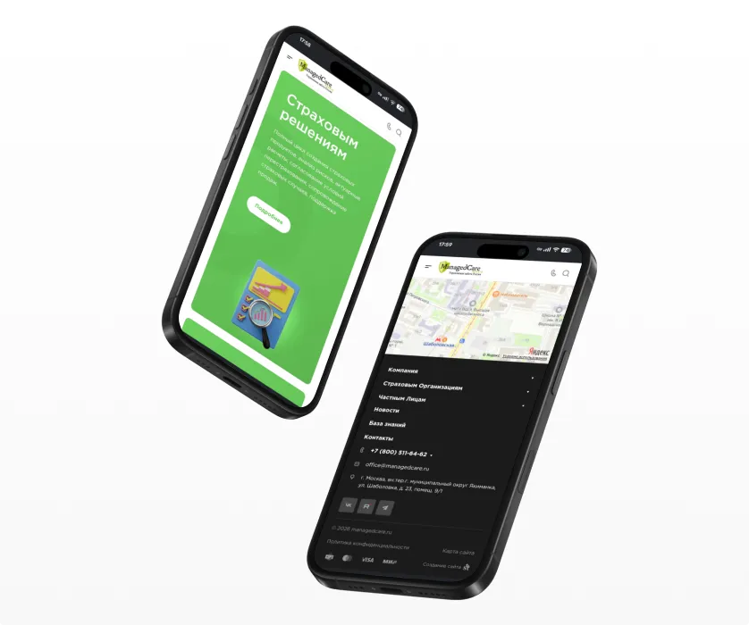 Мобильная версия сайта managedcare